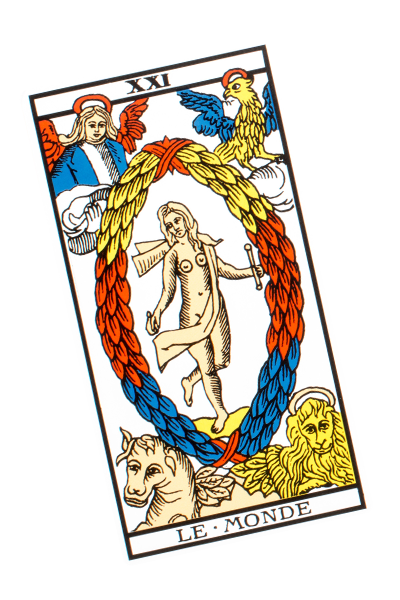 carte de tarot représentant Le Monde