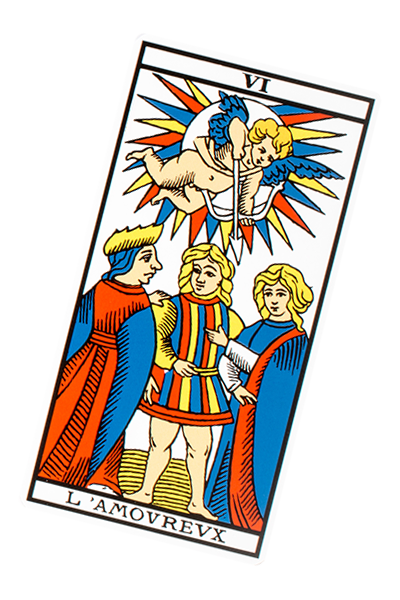 carte de tarot représentant l'Amoureux